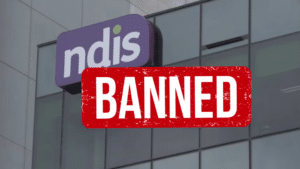 Banned sign on NDIS logo