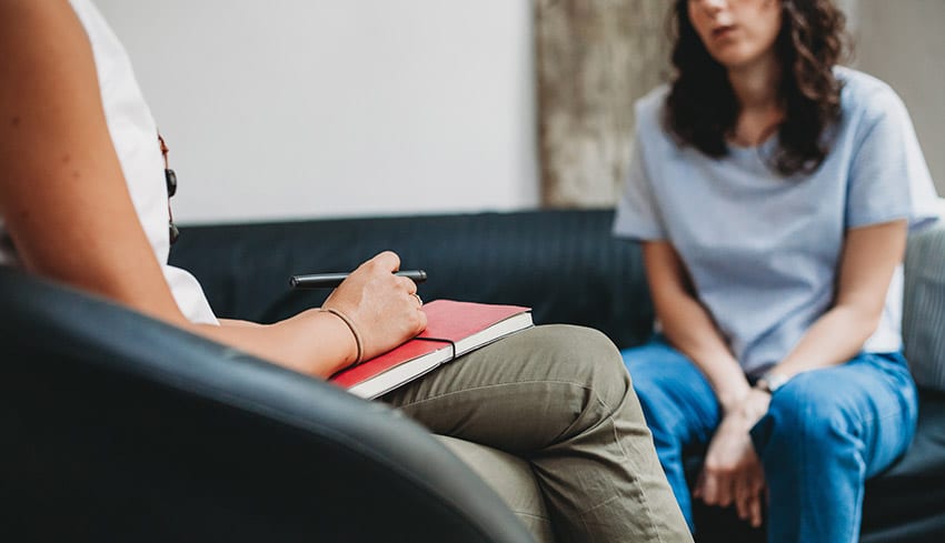 Counsellor talking to participant